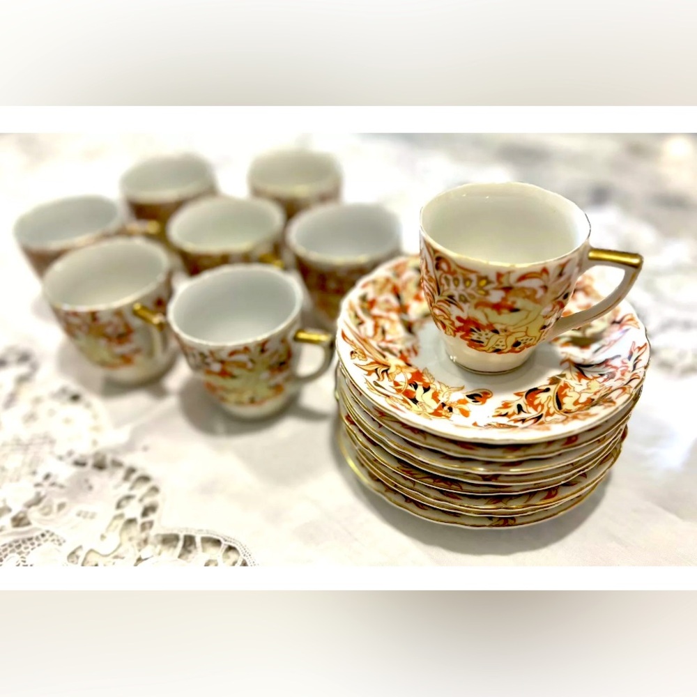 Set Of 8 Vintage UCAGCO MADE IN OCCUPIED JAPAN Cup & Saucer Sets - Hand Painted